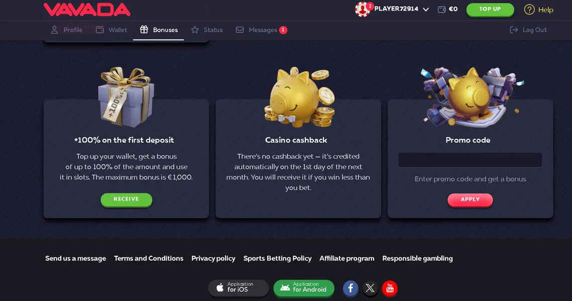 Vavada bonus uutele ja püsiklientidele